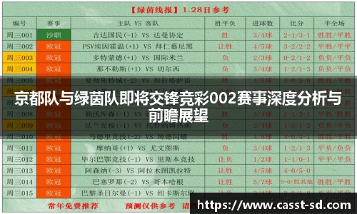京都队与绿茵队即将交锋竞彩002赛事深度分析与前瞻展望